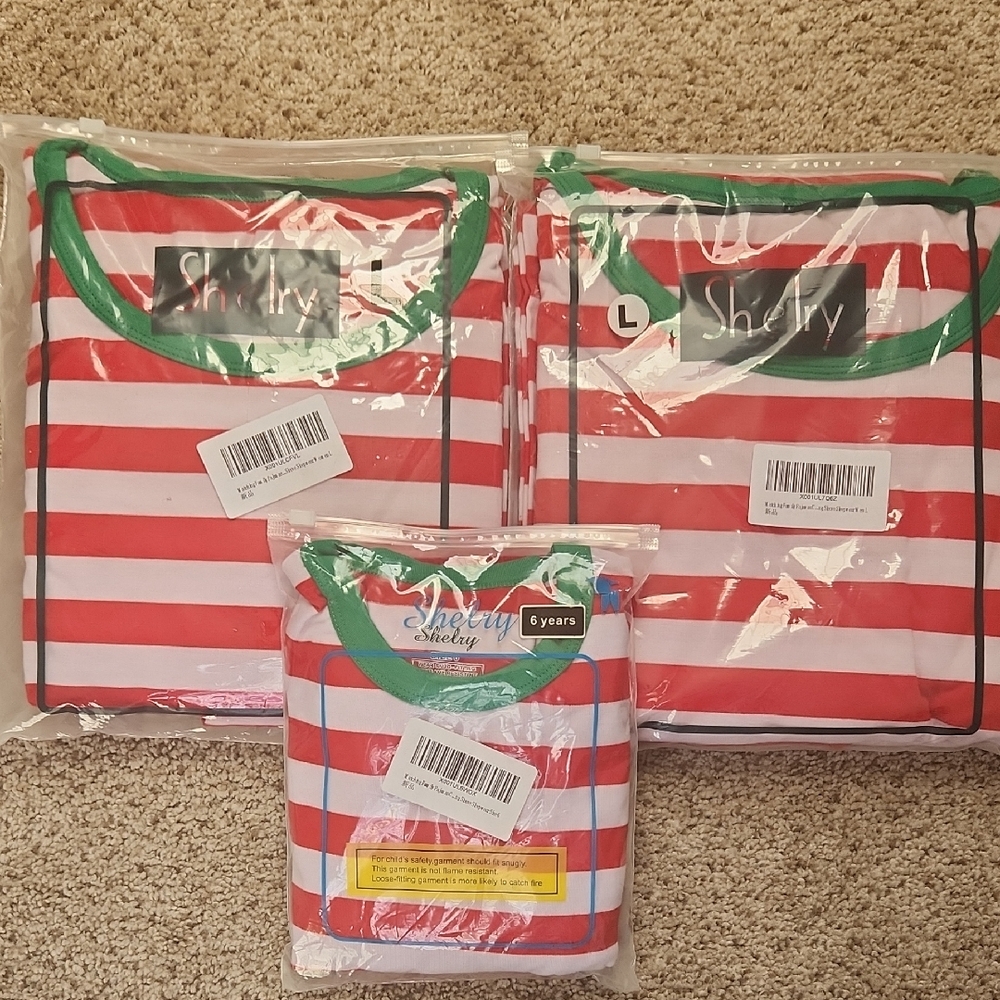 Shelry Red and White Striped Pajama Set